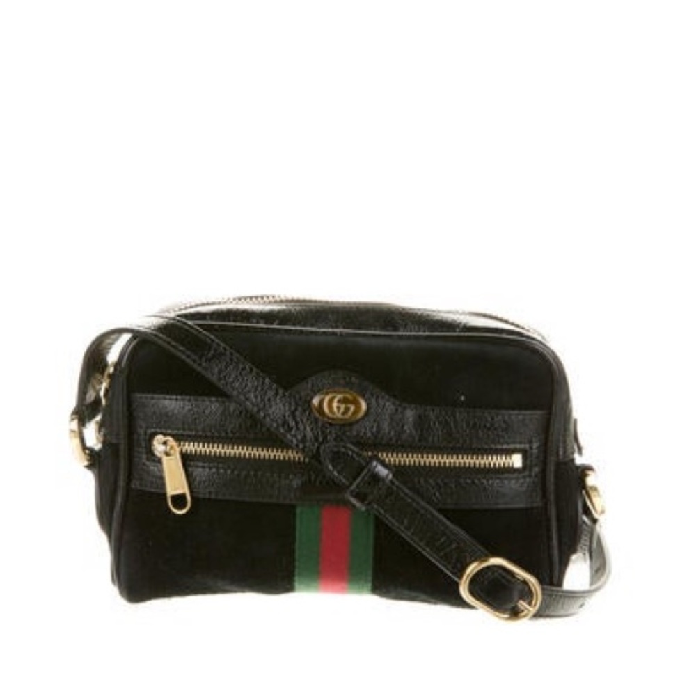 Vintage Gucci Ophidia Black Leather and Suede Crossbody Bag / Handbag